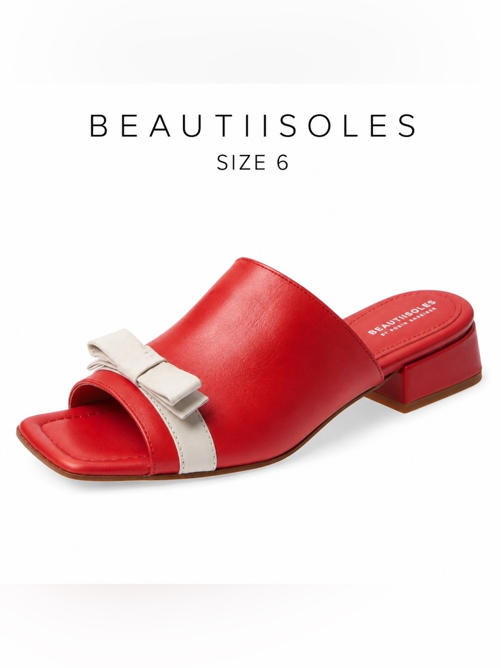 BEAUTIISOLES Elisa slide red & white sandal/women size 6